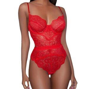 Be Wicked Bettany Underwired Thong Bodysuit Red